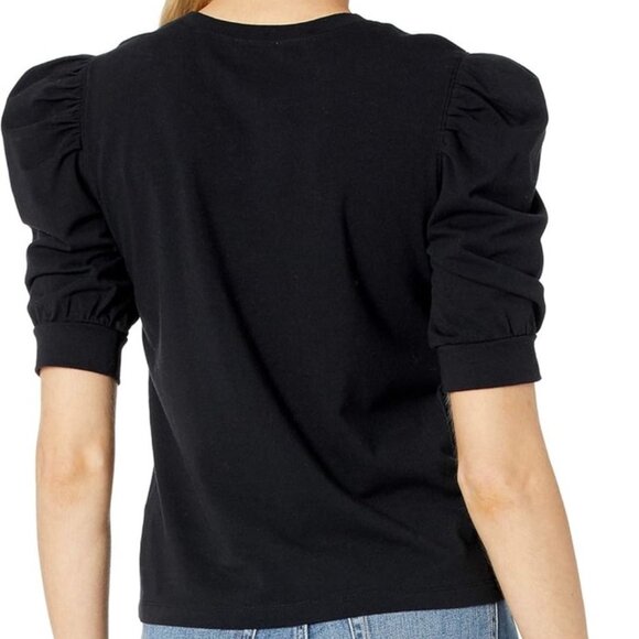 NWT THE DROP women's black puff sleeve top L - Picture 2 of 6